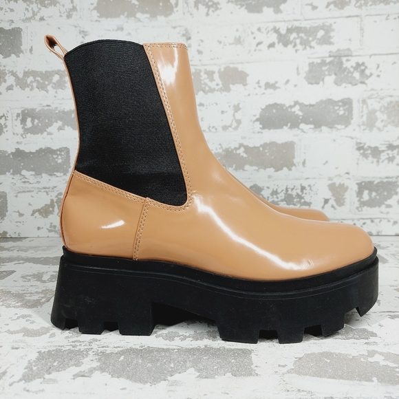 New Open Edit Women Iris Tan Chelsea Platform Ankle Boots D445 - Picture 5 of 12